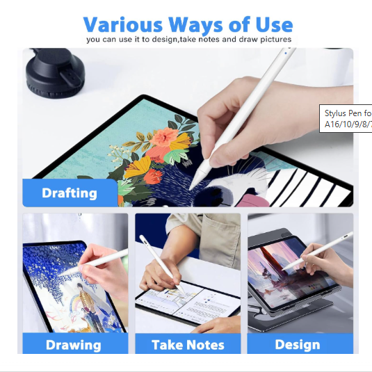 Universal Stylus Pen For All Touchscreen Devices | High Precision Metal Tip | Rechargeable | Long Battery | Compatible with lpad Android & Windows Touch Devices