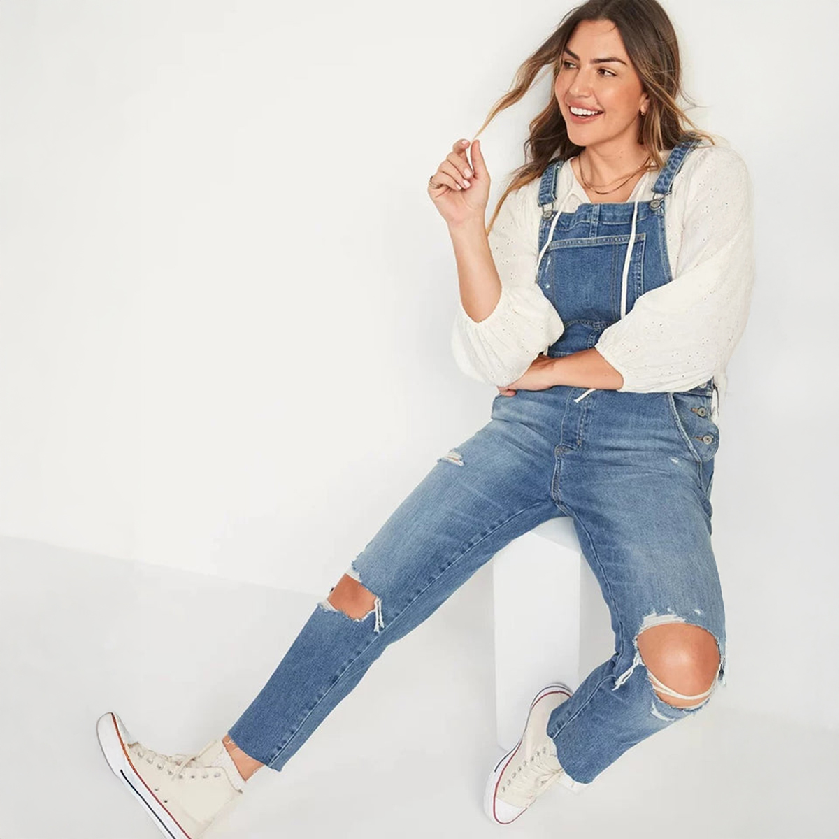 Montivo -ON Light Blue Ripped Overall-Dress for women