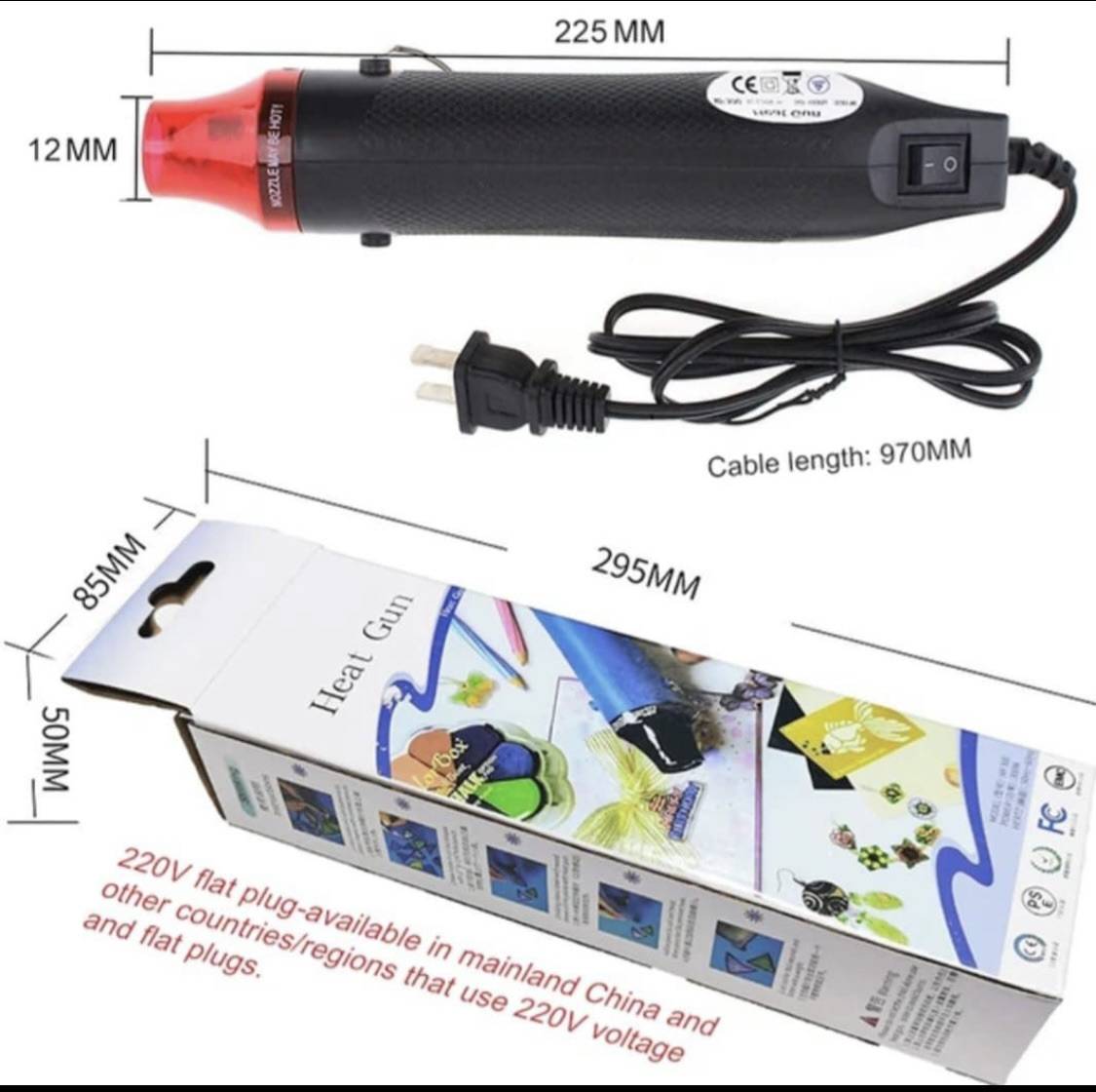 Multi-Purpose Professional Heat Gun Pen Tool Portable Mini Electric Heating  Nozzle Hot Air Gun for DIY Embossing Shrink Drying Paint Art (White/Black)