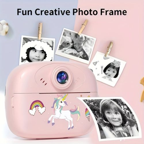 smart Digital Dual Lens instant Print camera For kids 1080 P Vedio Recorder & Selfie Camera With Tharmal Printer Camera 2.4" IPS Screen Mini Portable Camera With Games Best Gift For Gift For Both Girls And Boys ! Children Digital Camera Toys For Kids
