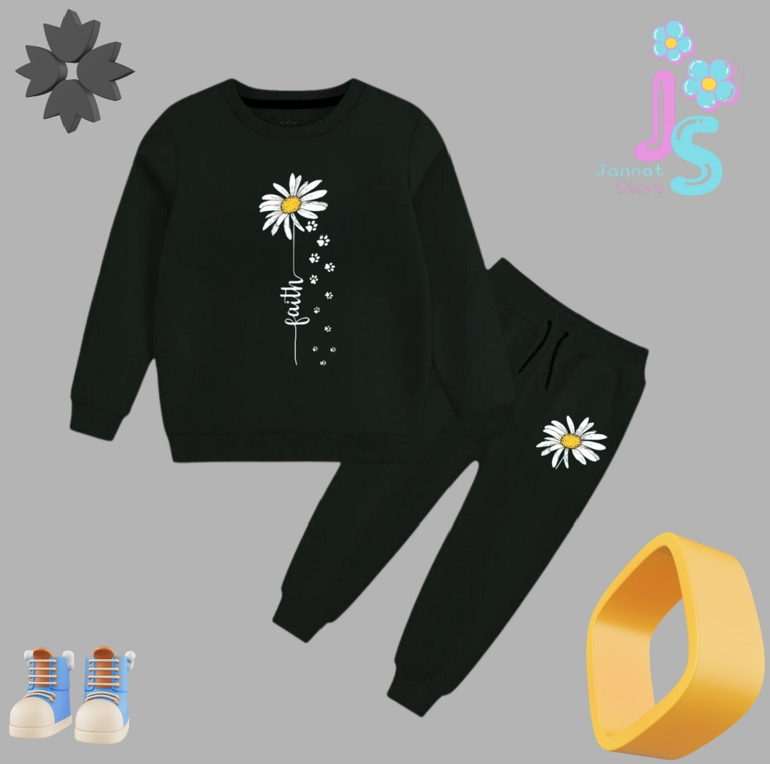 Sweatshirt And Pajama Trousers For Kids Baby Girls Dresses Tracksuit Winter Collection Imported Comfy Winter Warm Top Clothes Set Dresses Outfit Suit For Unisex Jannat Store