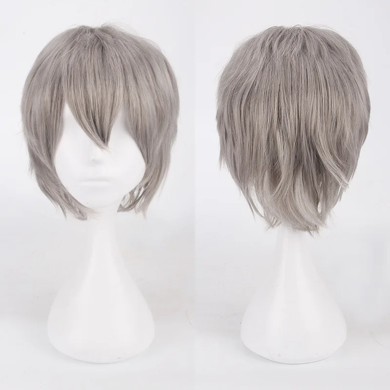 Men Women Synthetic Anime Cosplay Wig Short Straight Heat Resistant Multicolor Hair Costume Accessory