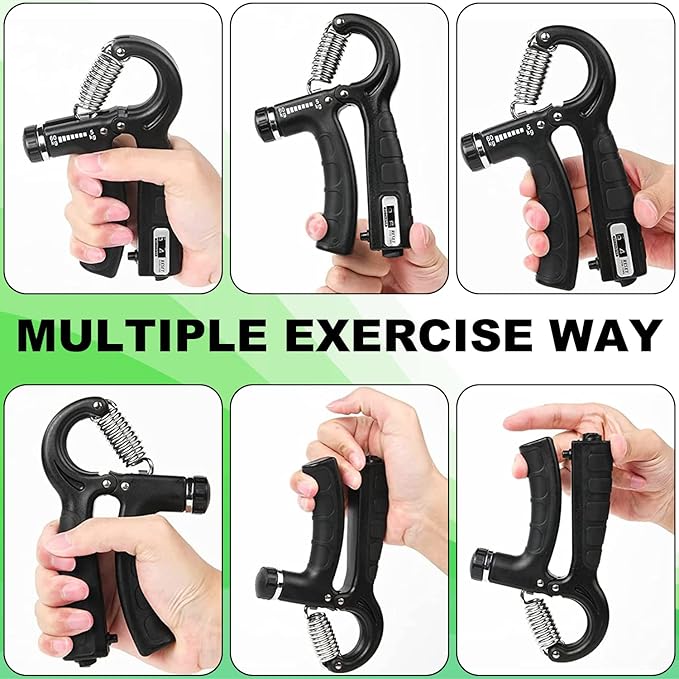 Hand Gripper Adjustable 5–60KG with Counter Grip Strengthener Heavy Duty Forearm Wrist Exerciser Gym Trainer Non-Slip Handle R-Shape Fitness Equipment for Home & Gym