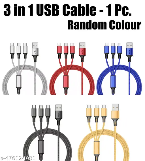 Fast Charging Cable – Nylon Braided Multi Connector USB Data Cable Type-C & Micro Support