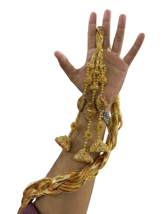 Traditional Punjabi Paranda for Women - Premium Gold & Silver Gota Hair Tassel with Latkan, Jhumka & Mirror Work | Bridal Mehndi, Mayon, Wedding & Festive Hair Accessory Braiding Ponytail Dori (Pack of 1)