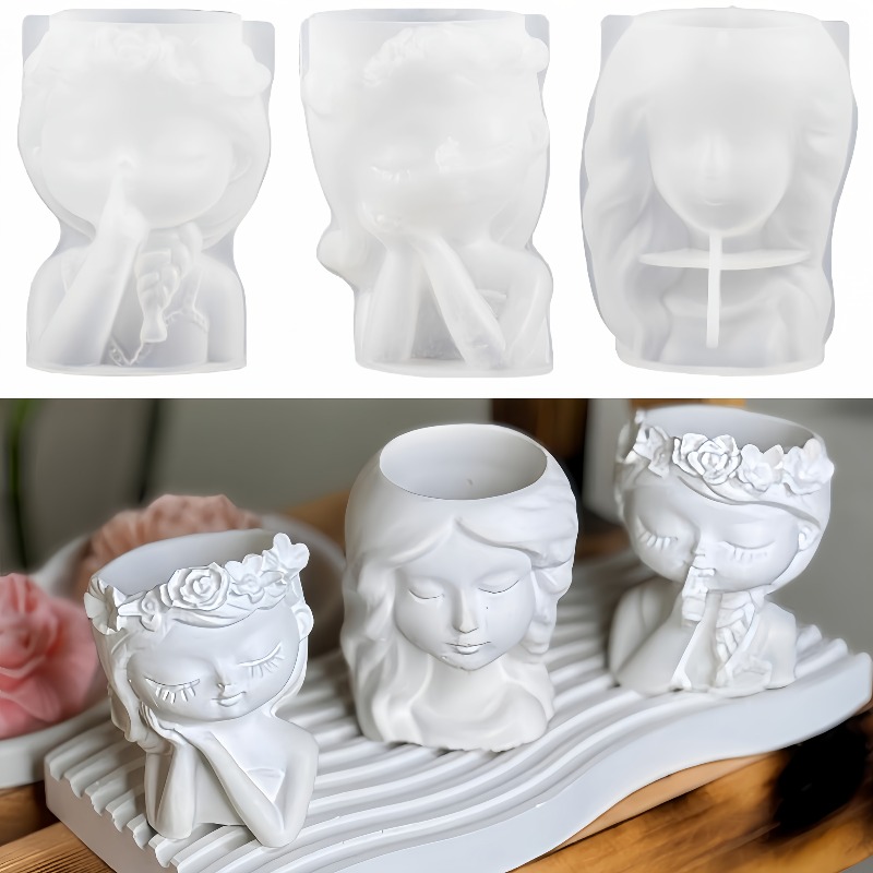 Silicone Mold, Clay Molds, Plaster Flowerpot/Candle Holder Molds, Concrete Plant Pot Molds for Making Potted Plants