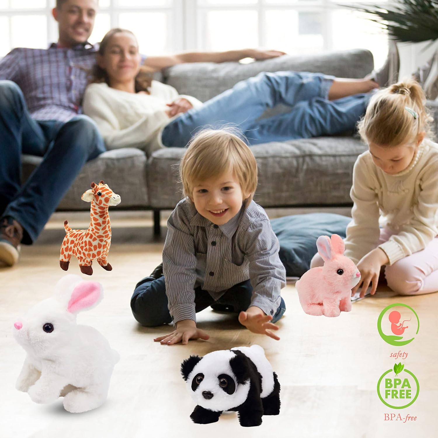 Rabbit Toy Soft Fur Realistic Walking, Talking Bunny with Sounds and Movements, Electronic Robot pet Toy for Kids, Gift for Toddlers Birthday