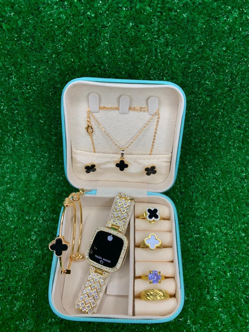 Pack of 6 Watch Set for Women Stainless Steel Analog Quartz Watch with Accessories Fashion and Luxury Style Multiple Colors (with box)