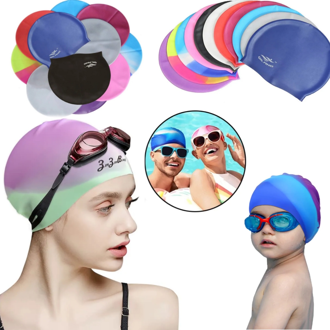 Swim Caps for Long Hair, Durable Silicone Swimming Caps for Women Men Adults Youths, Easy to Put On and Off, Waterproof Swim Hats Bathing Caps to Keep Hair Dry