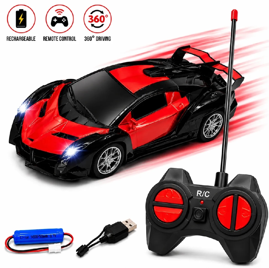 Rechargeable / Cell Operated High-Speed RC Car for Kids Fast Remote Control Racing Car with LED Lights | USB Chargeable Toy Vehicle for Boys & Girls | Durable, Indoor & Outdoor Fun - Ideal Gift for Children