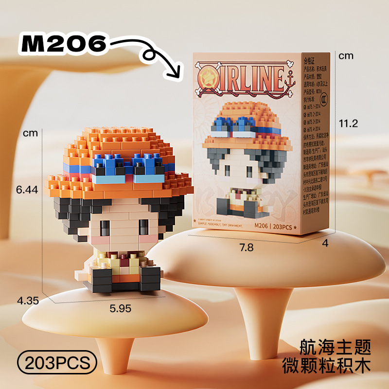 ONE PIECE Sun God Nika Luffy Micro Building Block Chopper Ace Buggy 3D Anime Model Assembly Mini Bricks Figure Toys For