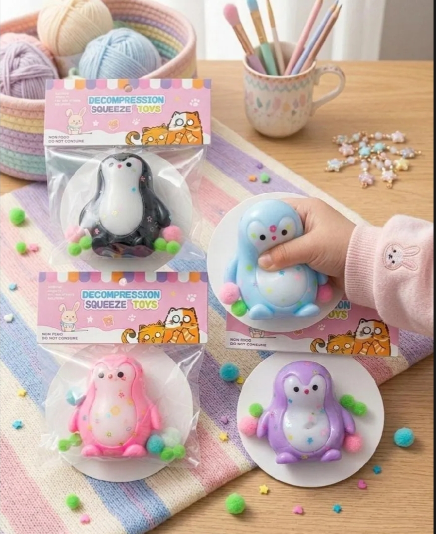 Penguin Squishy Toys For Kids, Sensory Soft Cute Animals Squeeze Stress Relief Fidget Squishy Toy