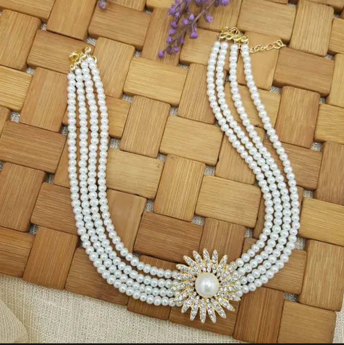 Stylish White Pearls Necklace Set Stud With Earrings For Girls & Woman - Free Box
