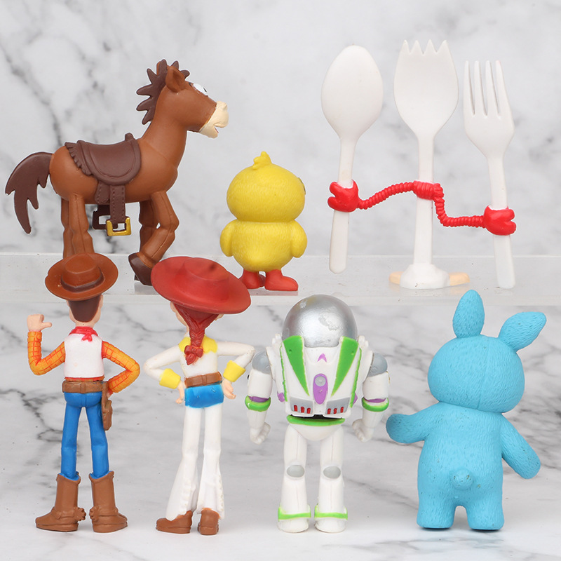 7Pcs Toy Story 4 Action Figures Toy Woody Jessie Buzz Lightyear Forky Pig Bear Figura Model Doll Figurine Boy Birthday  S