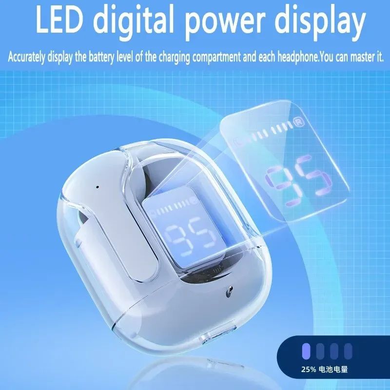 TWS Air 31 Wireless Bluetooth 5.3 Transparent Earbuds – Gaming Mode, Low Latency, Deep Bass, Touch Controls, Stylish LED Indicator, 30H Playtime, Fast Charging Case, Comfortable Fit, Universal Compatibility – Best Budget TWS Earbuds 2025