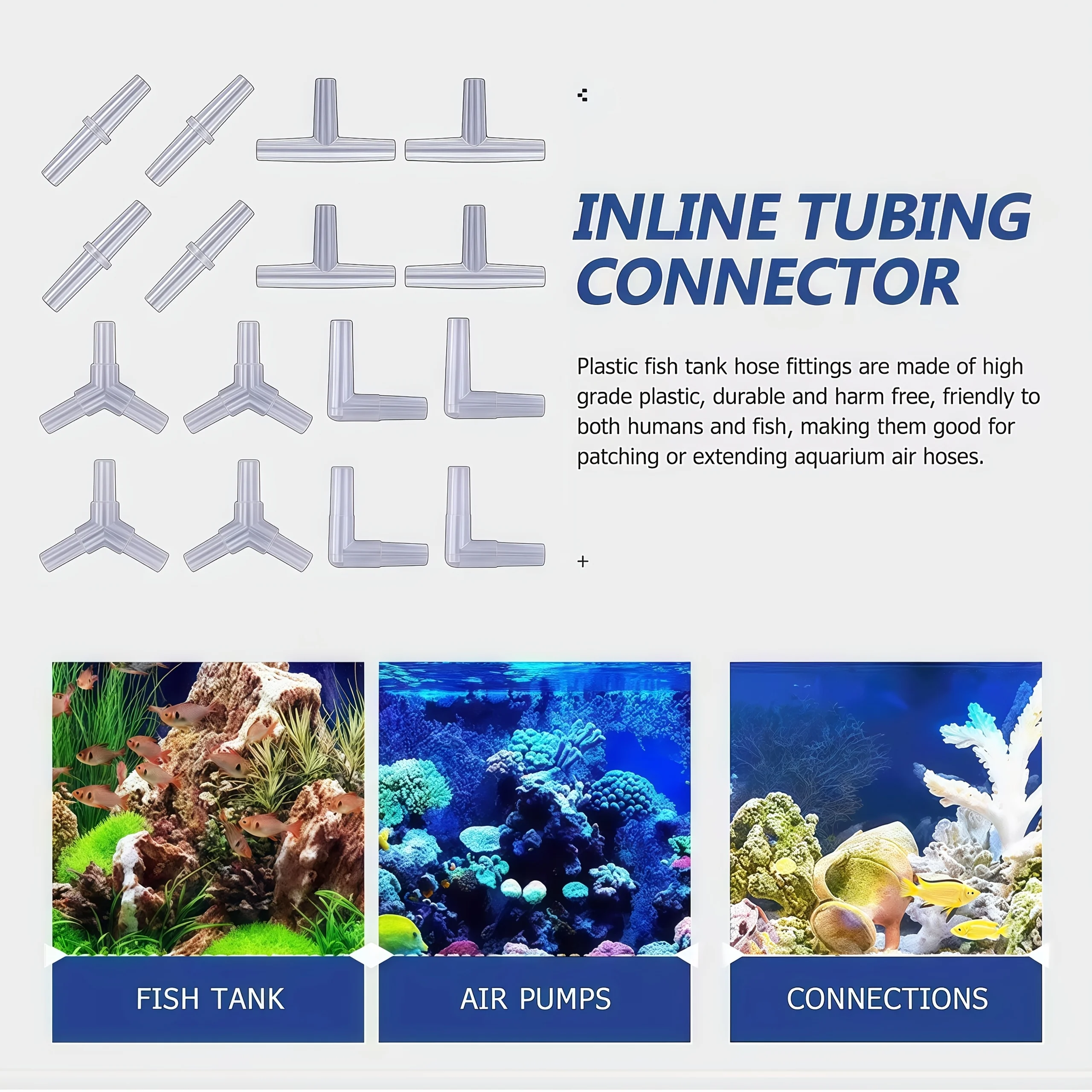 20/40 Pieces Aquarium Air Pump Connector Kit - Durable Plastic Airline Connectors, 4 Unique Designs for Fish Tank Oxygen Distrib