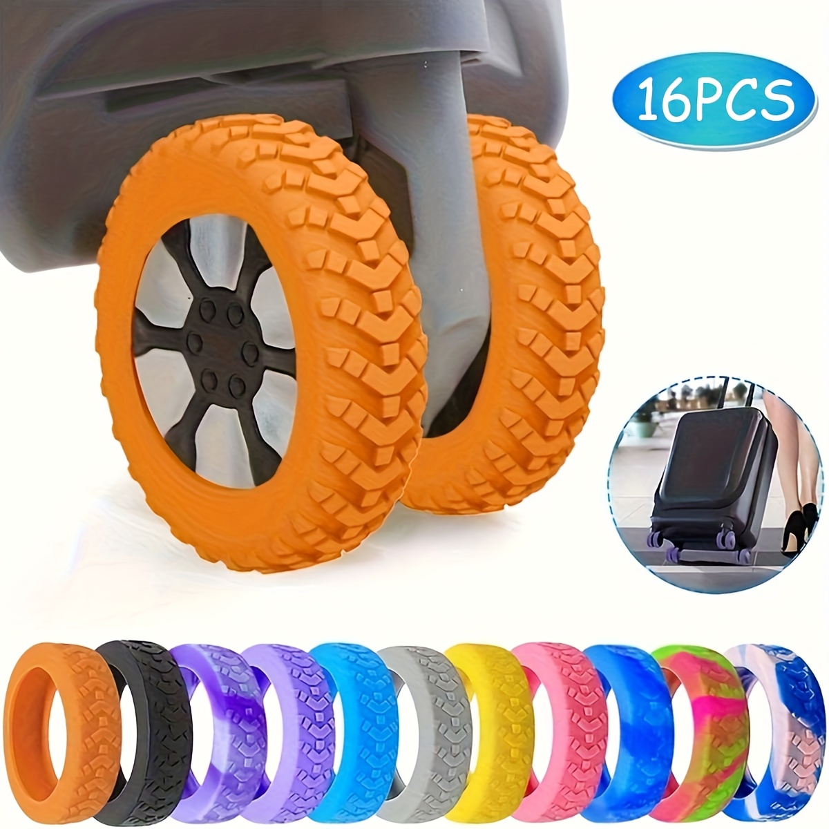 16pcs Silicone luggage handle cover - Shockproof and noise-reducing protective cap, essential accessory for luggage boxes