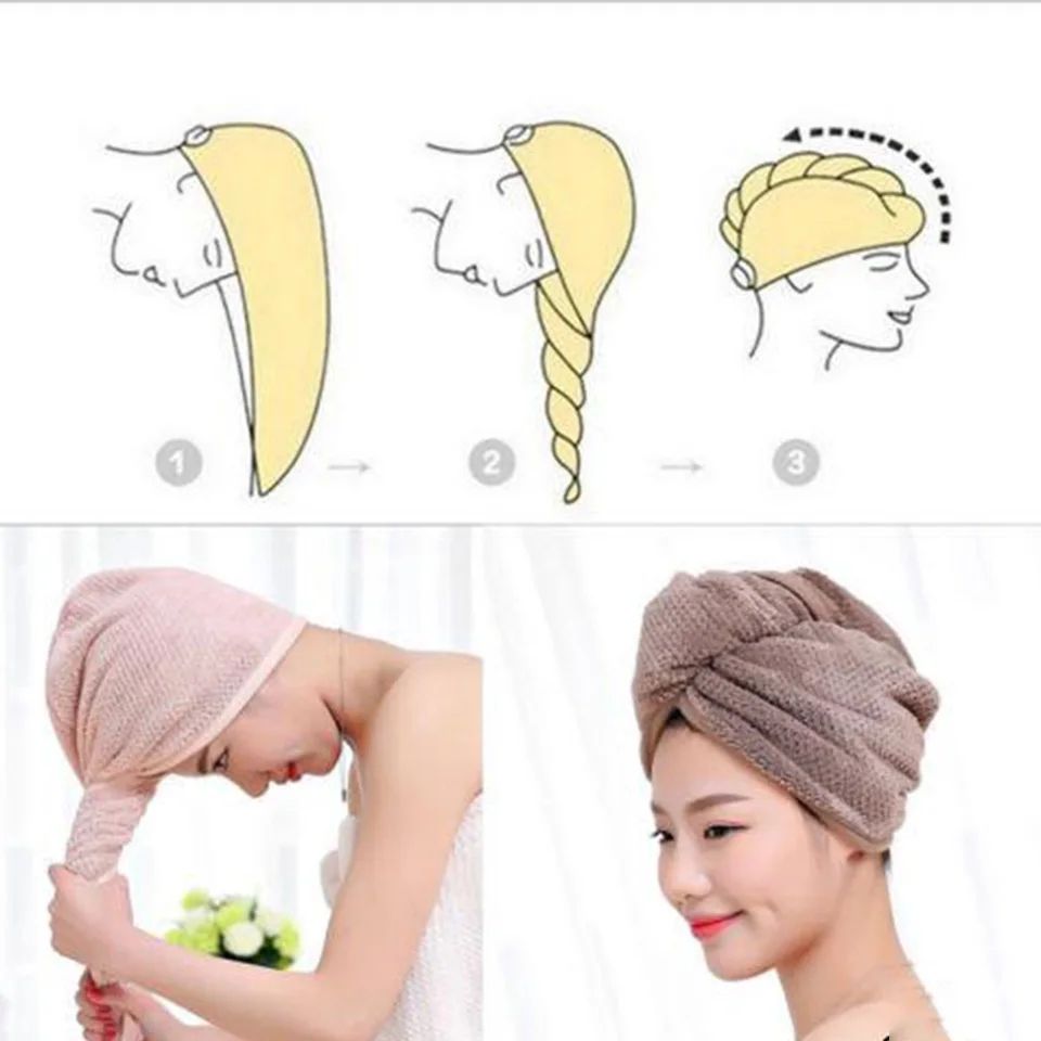 Microfiber Quick Dry Bath Hair Drying Towel | Head Wrap Hat Super Absorbent Shower Cap | Hair Dryer Cap Towel | Magic Instant Hair Dryer Cap Towel Hair Wrap Towel Best For Women (Homeducts)