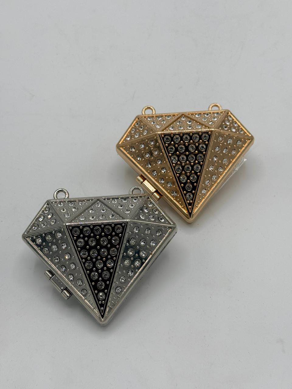 Mini Metallic Diamond Style Clutch with long chain for Women & Girls
