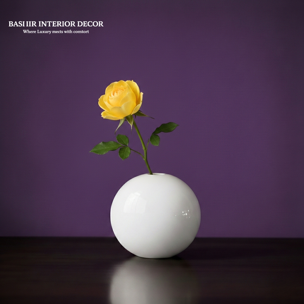 Ball Shape Ceramic Flower Pot for Shelf Decor | Decorative Vase for Home Decoration