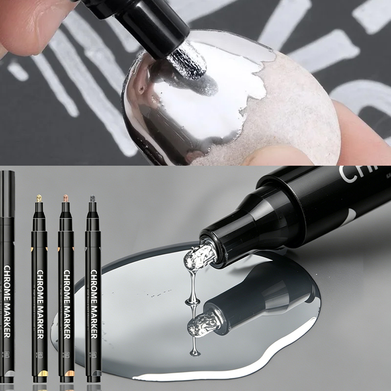 1-6pcs Mirror Marker Pen DIY Reflective Paint Pens Mirror Markers Chrome Gold SILVER Copper Color Signature Car Art Craftwork