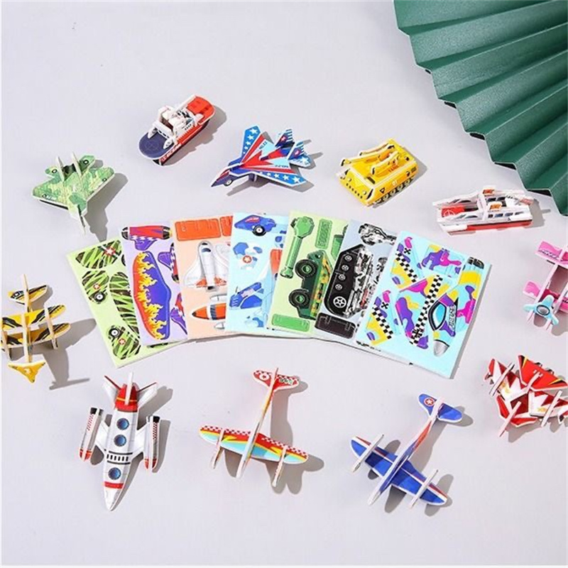 30Pcs 3D Fun Tank Plane Stereoscopic Puzzle Children's Creative DIY Toys Kindergarten Education Handmade Assembly Puzzle Cards