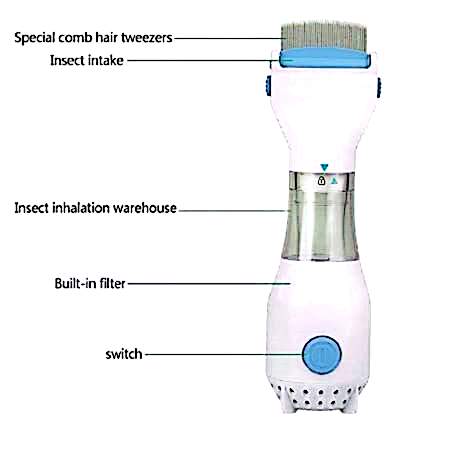 V Comb, Anti Lice Electric Comb, Head Lice Machine with Filters, Lice Removal Machine, Anti Lice Machine with Steel Comb, Rechargeable Anti Lice Comb with 4 Filters, Lice Egg Removal Machine V Comb Electronic Head Lice Removal Machine Anti Lice Machine