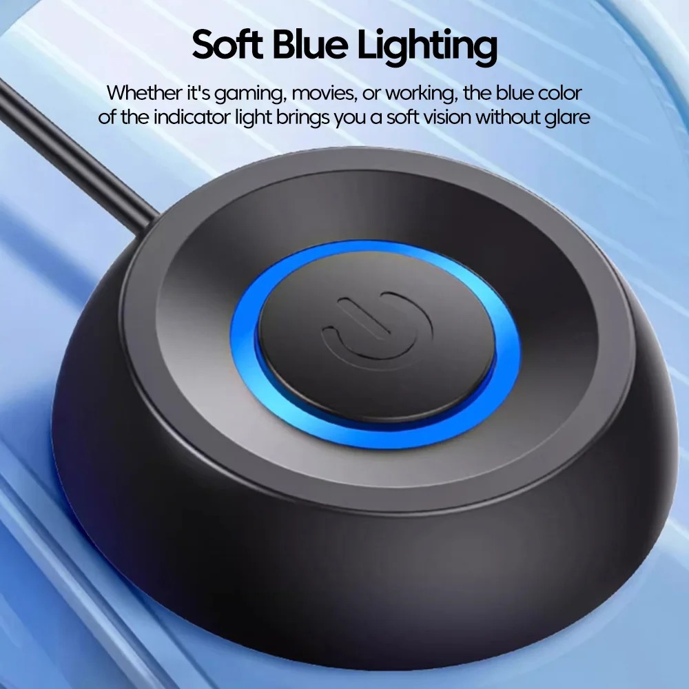 COOLCIRC Computer Desktop External Switch Blue LED Light PC Motherboard External Start Power On/Off Button For Home Office ﻿