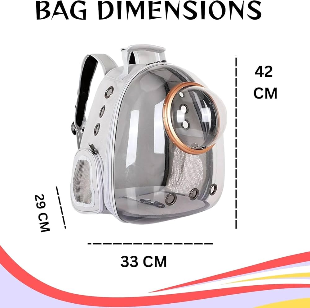 Cat Backpack Carrier - Large Transparent Pet Backpack Bag - ,Portable - Ventilated Carry Backpack for Cat - Small Dog - Airline Approved Waterproof Pet Carrier Bag - For Hiking Outdoor Use ( MULTI COLOUR  )