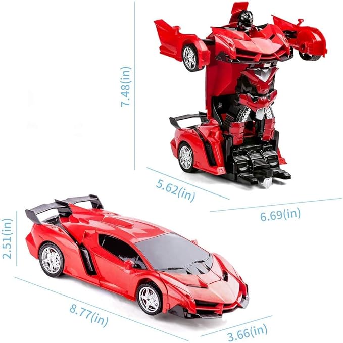 Kid's 2 in 1 Deformation Robot Remote Control Transformer Toy Car (Ages 5-12, Red)
Brand: