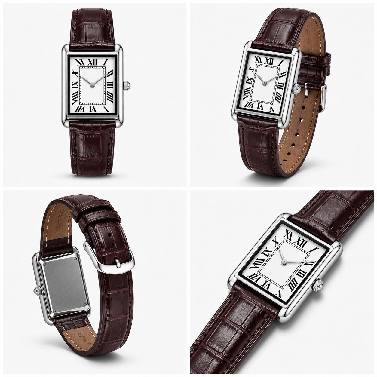 Elegant Vintage Rectangular Quartz Wrist Watch for Men