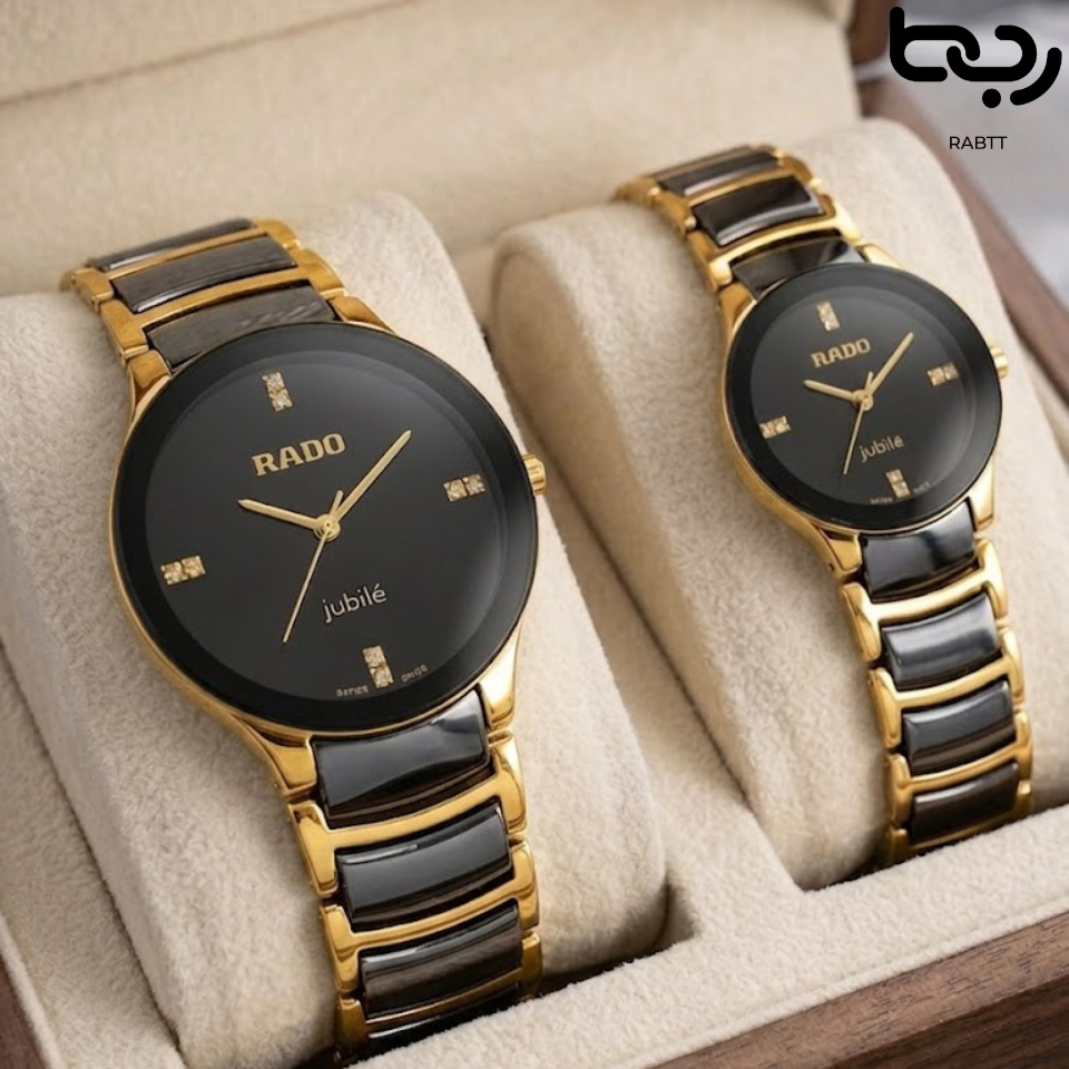 Luxury Couple Watch Gift Set Water Resistant Watches for Men's And Women's Quartz 2Pcs Watch Set With Premium Watch Box.