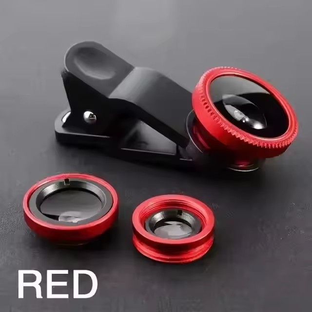 3in1 Fisheye Wide Angle Micro Camera Lens for iPhone  Redmi 3in1 Zoom Fish Eye Len on Smartphone Lenses with Phone Clip