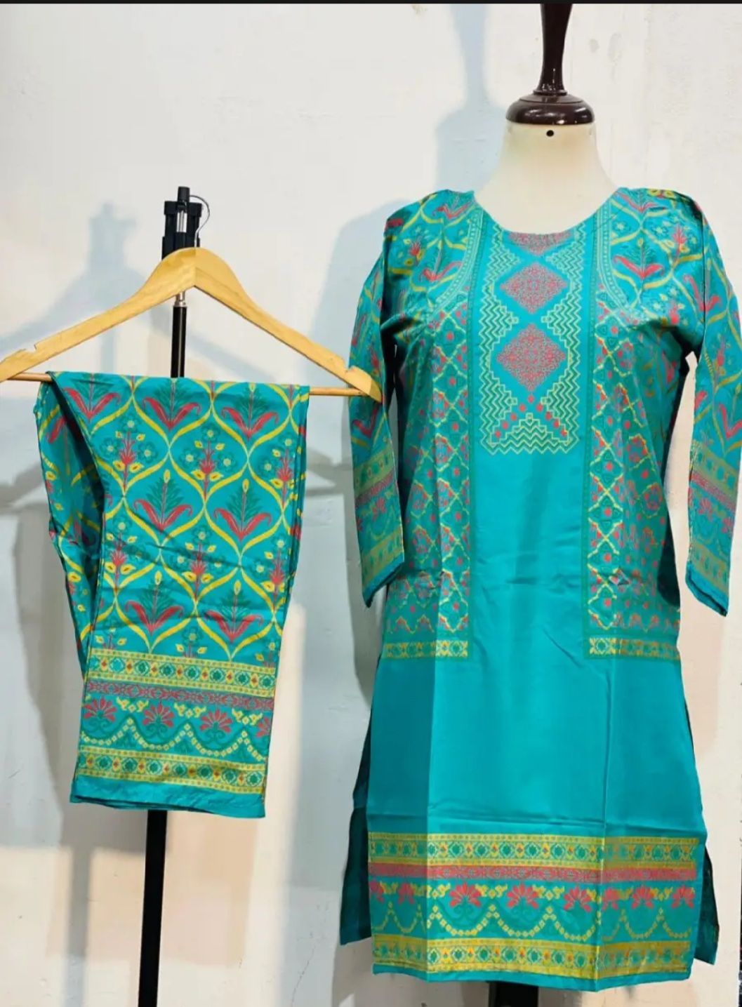 New stylish collection stitched 3D printed jacket 2pc dress for women and girls