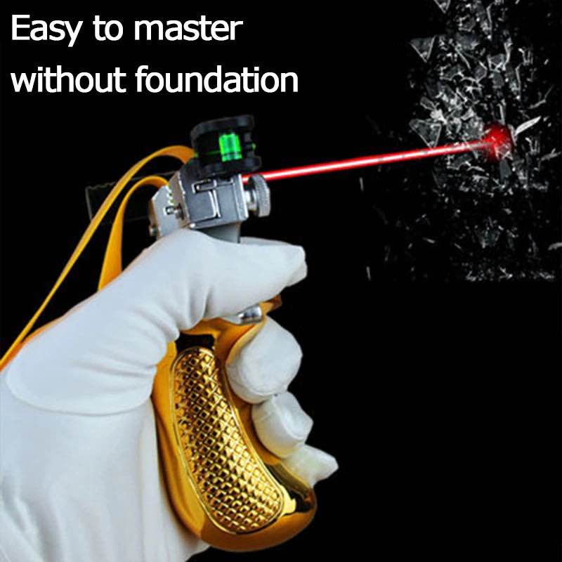 Metal Target Practice Launcher with Laser Pointer High Power Elastic Rubber Band Outdoor Sporting Activity Precision Aim Training Tool