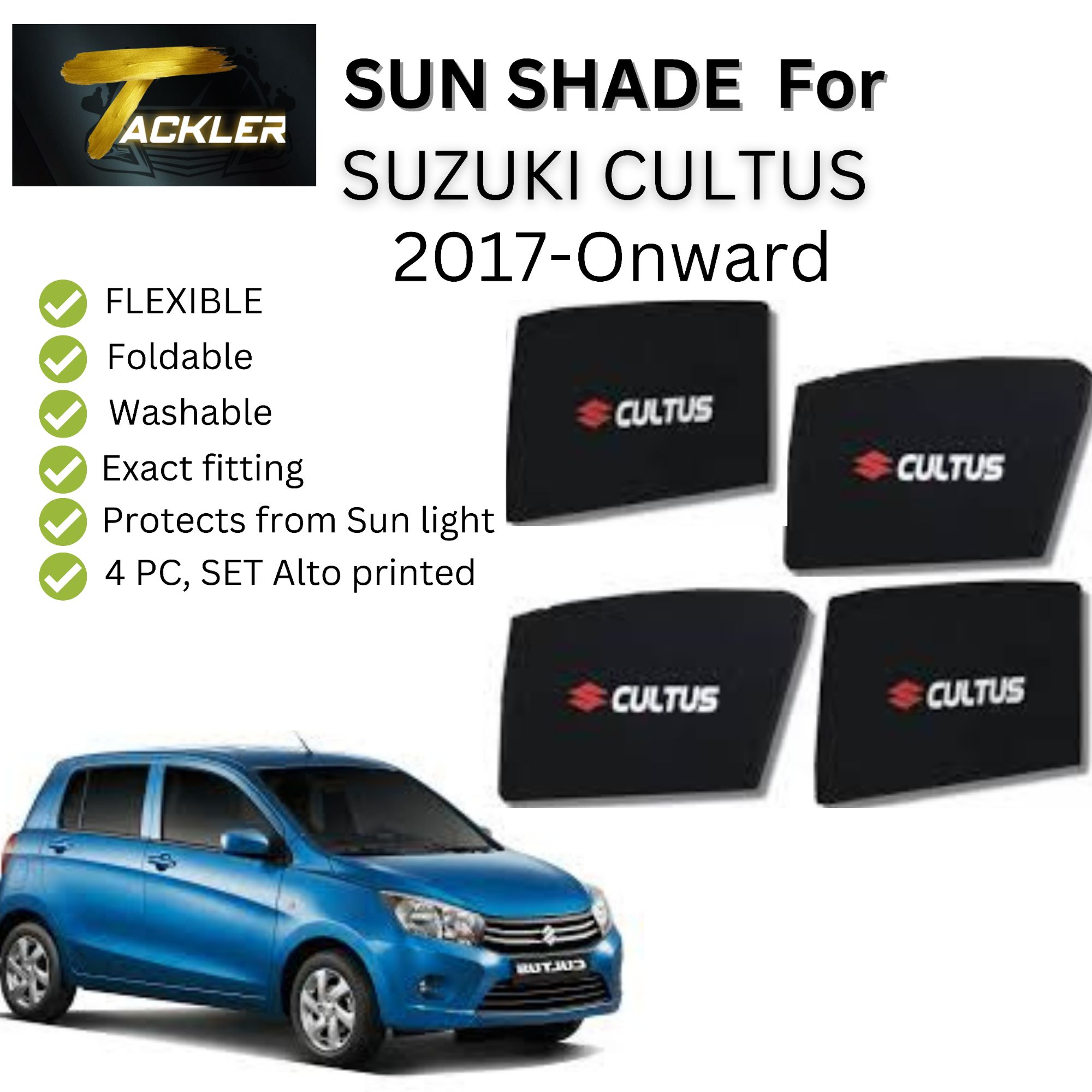 Buy Suzuki Alto Car Sun Shades with Logo- Flexible Foldable
