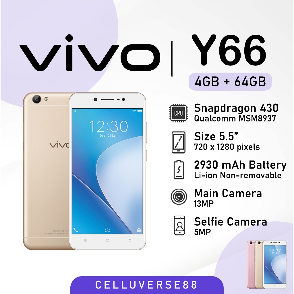 Vivo Y66 | Dual Sim | PTA Approve | 4GB Ram 64GB Storage | Long Lasting 3000 MAH Battery | Memory Card Suppirt | Vivo Box , Charger Sim Injector Tool & Phone | Vivo Mobile | Mobile Phone On Easy Installment | Whatsapp , Youtube Facebook & Tiktok Working