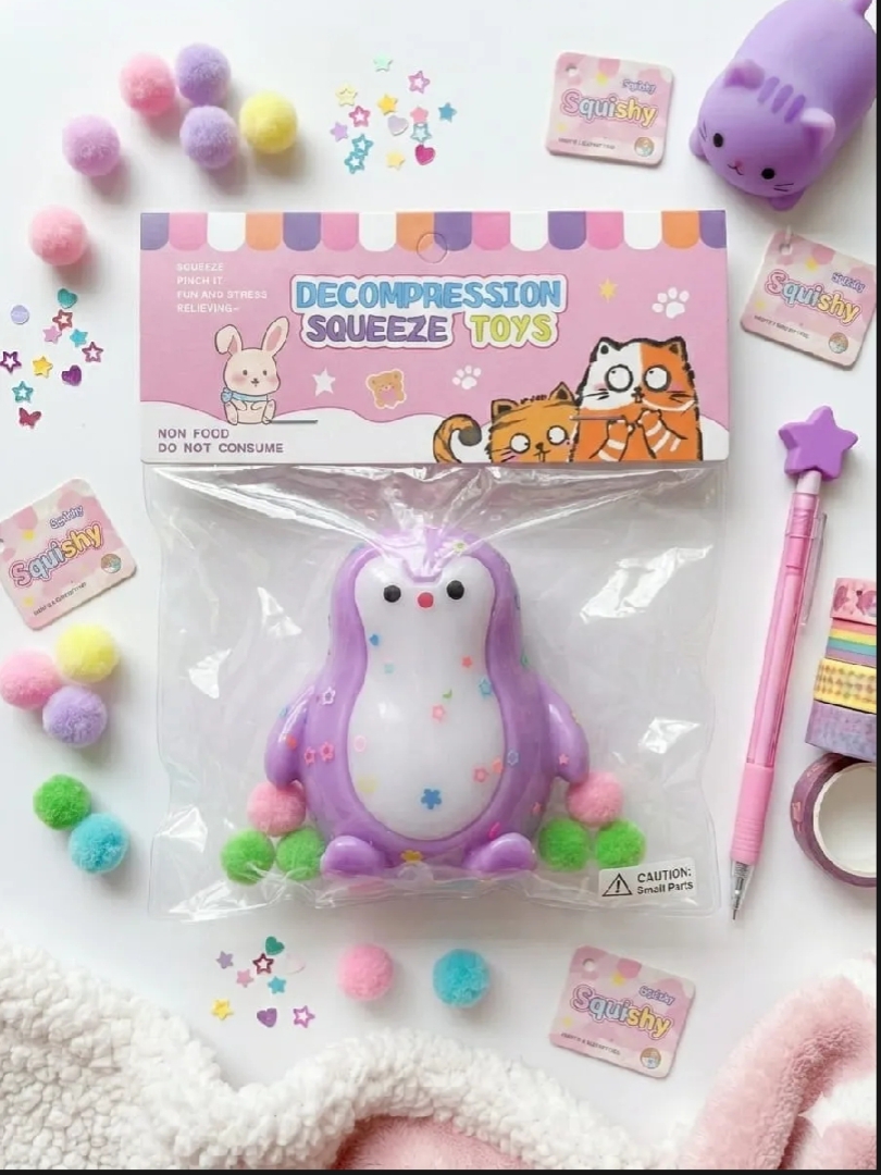 Penguin Squishy Toys For Kids, Sensory Soft Cute Animals Squeeze Stress Relief Fidget Squishy Toy