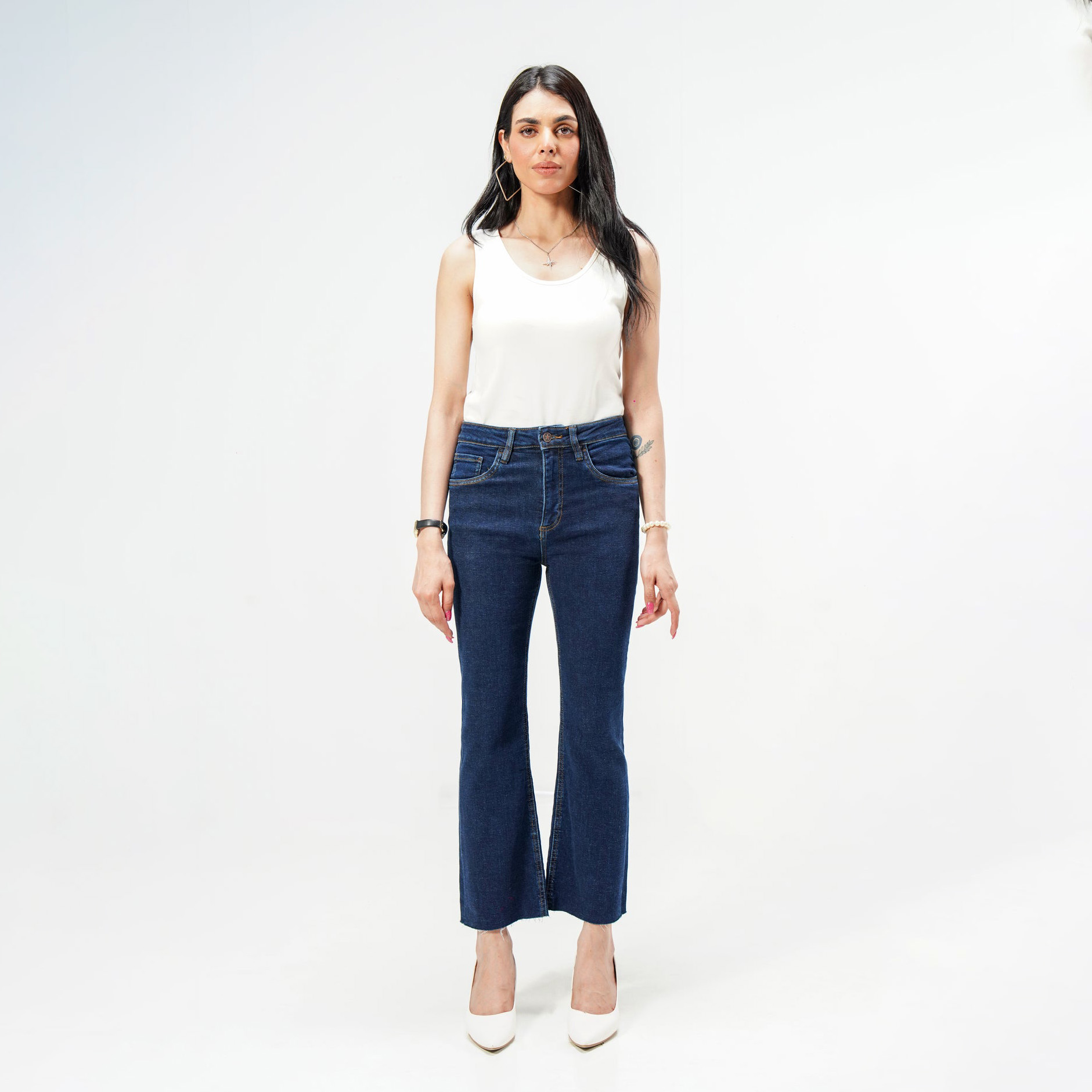 Rockstar Jeans - Dark Cropped Flare Jeans For Women - Denim Full Pant For Women