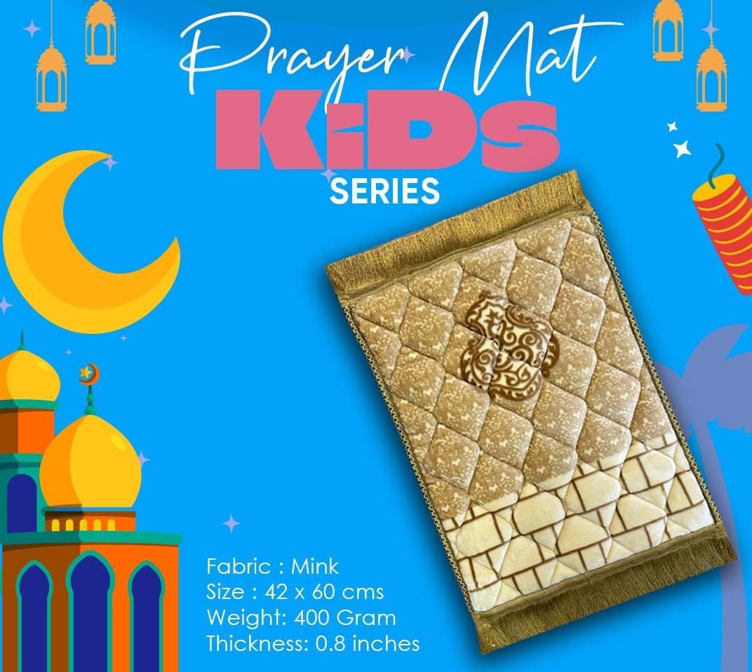 Soft Velvet Kids Prayer Mat 40x60 cm Polyester Embossed Janamaz Rug