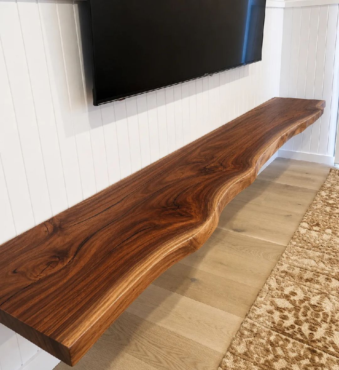 Premium Live Edge Floating Shelf | Custom Size Wooden Wall Mounted Shelf | Rustic Industrial Floating Wall Shelf | Modern Display & Storage Shelf for Living Room, Bedroom, Kitchen & Office
