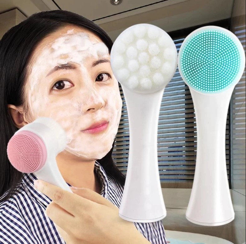 Double-Sided Face Cleansing Brush Silicone Facial Deep Cleaning Pore Cleaner Massage Skin Care Cleanser Blackhead Removal