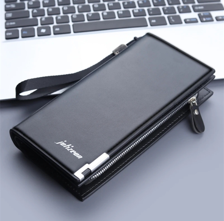 Men' wallet PU leather long card holder black/coffee zipper male clutch purse cellphone bag luxury multifunctional coin pocket.