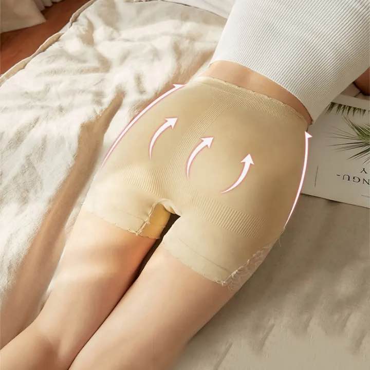 Women Bridal Side Lace Boxer Shorts Panty | Luxury Soft Net Lingerie | Mid Waist Anti-Chafing Safety Shorts | Stretchable Breathable Innerwear | Free Size (40–80 KG)