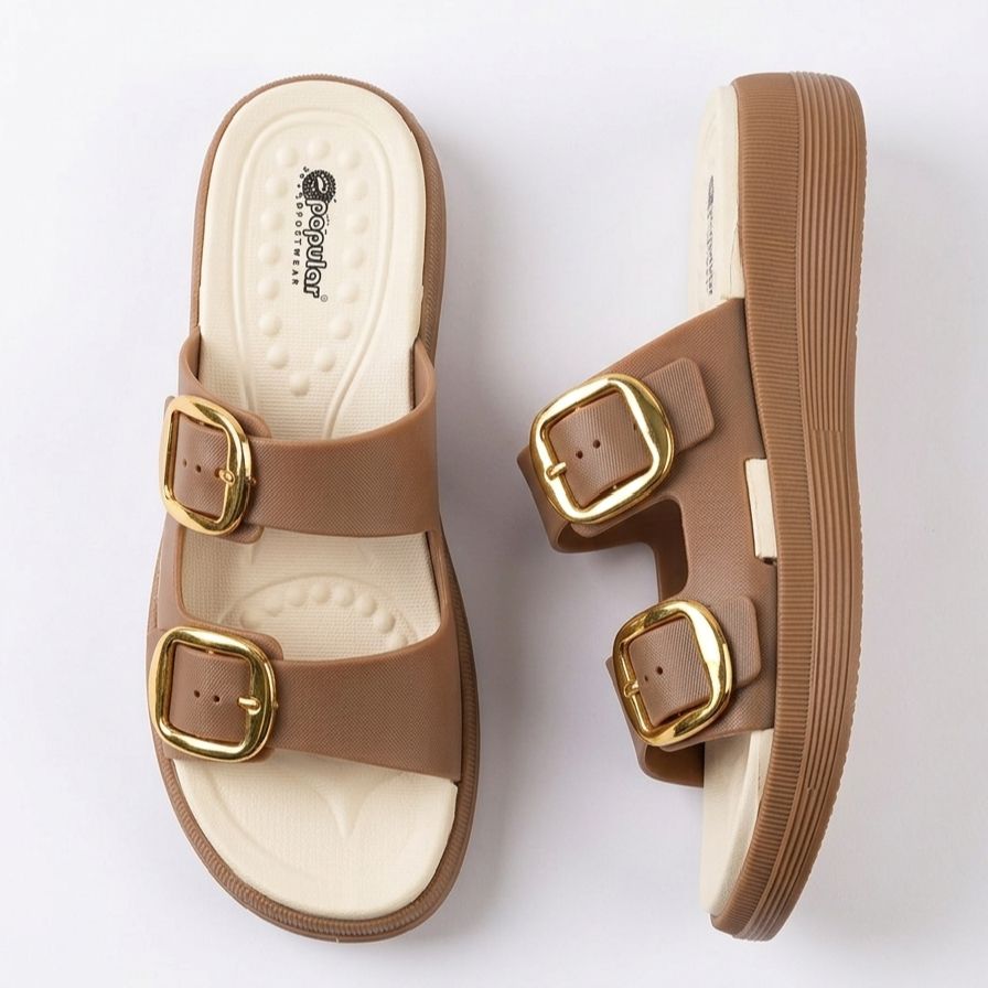 Adjustable Dual-Steps Buckle Wedge Slides & Sandals EVA Women Wedge Flip Flops