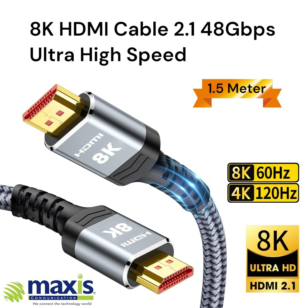 8K HDMI Cable 2.1 48Gbps Ultra High Speed Braided HDMI Cord 10K 8K@60Hz 4K@240Hz, eARC HDR10 HDCP 2.2 & 2.3, HDMI Cable Compatible with PS5/Xbox Series X/Roku TV/HDTV/Blu-Ray