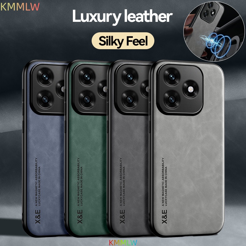 Luxury Leather Case For Honor X5c Plus X6c X7c X8c X8b X9b X9A X8A Protective Cover With Metal Plate Support Car Hold