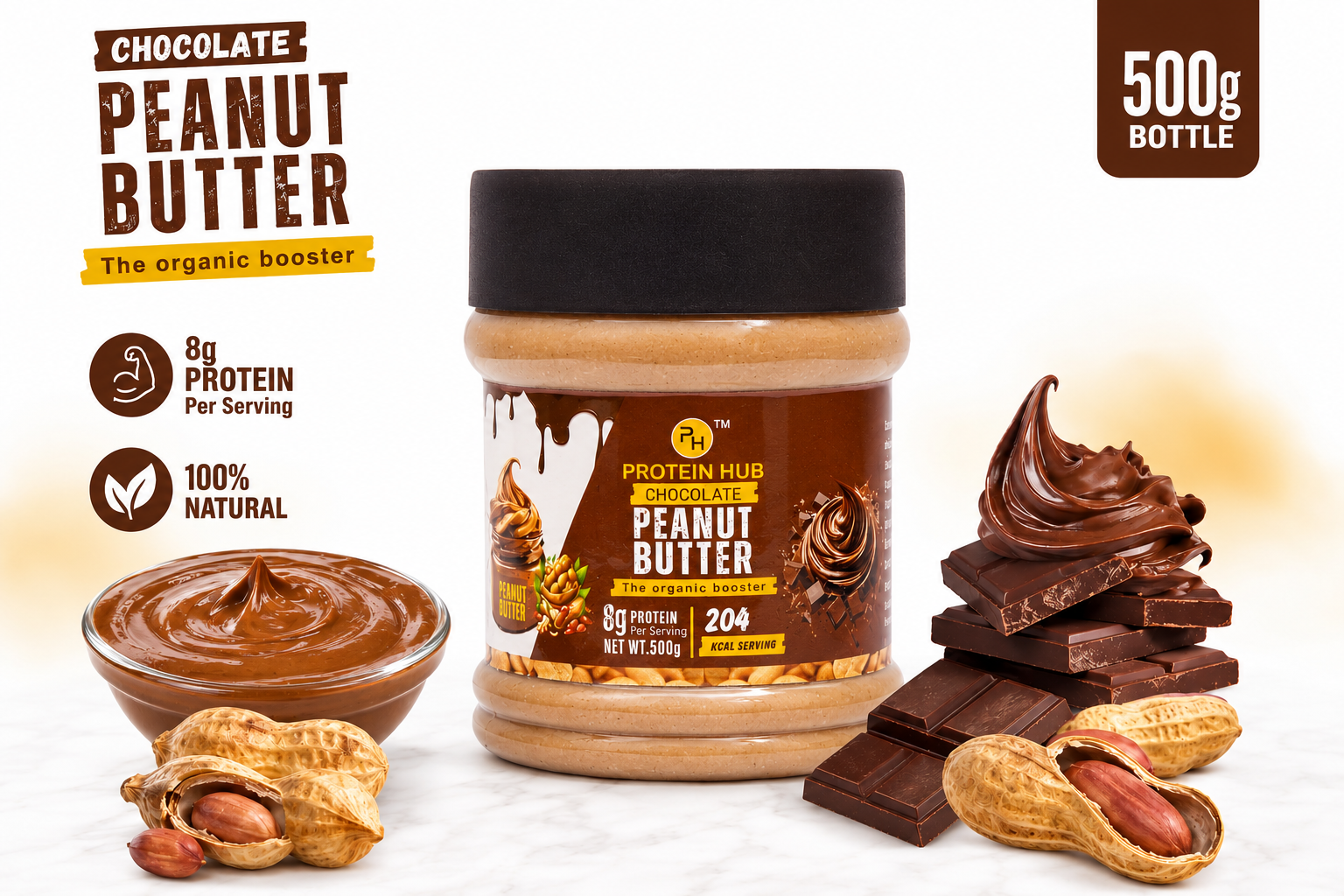 Protein Hub Chocolate Peanut Butter - 500 gm ( Half Kg )