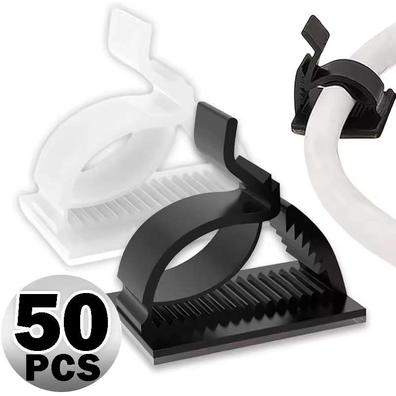 50/20/10PCS Self Adhesive Cable Management Organizer Clips Adjustable Desk Tidy Wire Cord Fixer Fastener Clips For Home Office