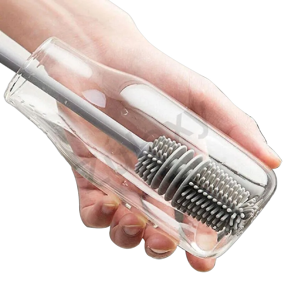 Long Handle Silicone Bottle Cleaning Brush – Flexible Reusable Washing Brush for Water Bottles, Mugs, Cups & Narrow Containers | Pack of 1 (No Color Choice)